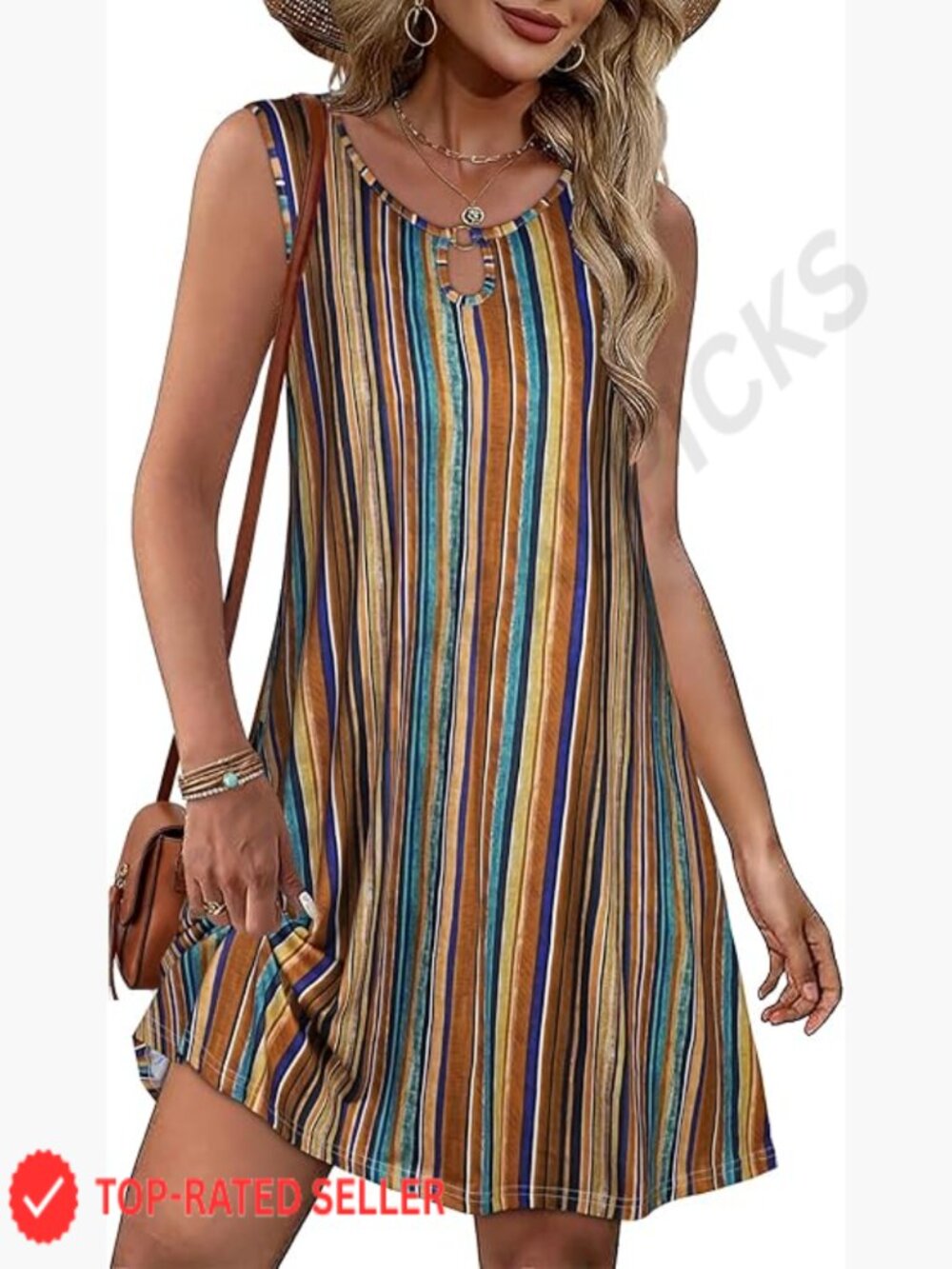 Sleeveless Sundress Loose Fit Floral Beach Cover Up with Pockets